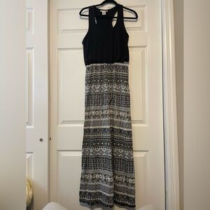 Black & Gray Patterned Maxi Dress